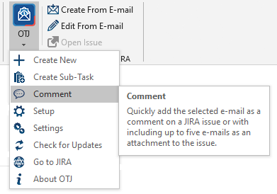 Atlassian Products Documentation > Comment on an existing issue > OTJ_Ribbon_Menu_Comment.png