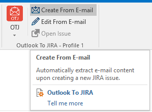 Atlassian Products Documentation > Create new issue from Outlook > OTJ-Ribbon-Menu.png