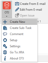 Atlassian Products Documentation > Create new issue from Outlook > create-new-menu-item.png